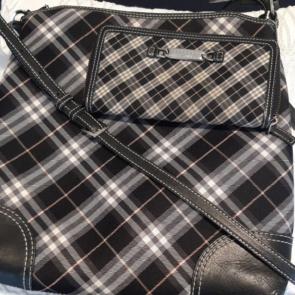 Burberry Black and Gray Plaid Shoulder Bag